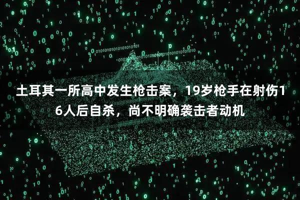 土耳其一所高中发生枪击案，19岁枪手在射伤16人后自杀，尚不明确袭击者动机